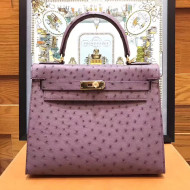 Hermes Original Ostrich Leather Kelly 25cm/28cm Lilac