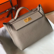 Hermes New Kelly 2424 in Togo Leather Grey/Gold 2018 (Half Handmade)   