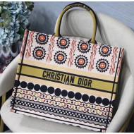 Dior Large Book Tote Bag in Multicolored Geometric Embroidered Canvas 2019