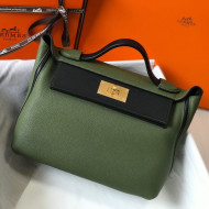 Hermes Kelly 2424 in Togo Leather Green/Black/Gold 2018 (Half Handmade)   