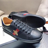 Gucci Ace Sneaker with Real Snake Leatehr Back And Embroidered Bee Black 2019