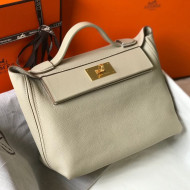 Hermes Kelly 24/24 - 29 Bag in Togo Leather White Wool/Gold 2018 (Half Handmade)   