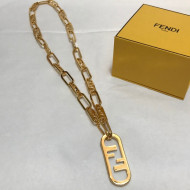 Fendi O'Lock FF Logo Necklace Gold 2021 86