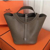 Hermes Togo Calfskin Leather Picotin Lock PM/MM Bag Deep Grey