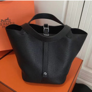 Hermes Togo Calfskin Leather Picotin Lock PM/MM Bag Black