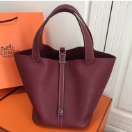 Hermes Togo Calfskin Leather Picotin Lock PM/MM Bag Burgundy