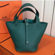 Hermes Togo Calfskin Leather Picotin Lock PM/MM Bag Malachite Green