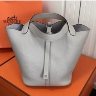 Hermes Togo Calfskin Leather Picotin Lock PM/MM Bag Pearl Grey