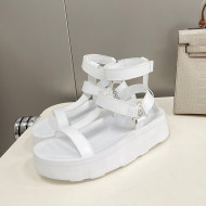 Hermes Leather Band Platform Roman Sandals White 2022 032243