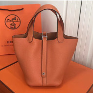 Hermes Togo Calfskin Leather Picotin Lock PM/MM Bag Orange