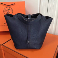 Hermes Togo Calfskin Leather Picotin Lock PM/MM Bag Deep Blue