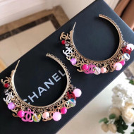 Chanel Pearls CC Hoop Earrings AB0989 Pink 2019