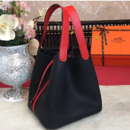 Hermes Original Togo Leather Picotin Lock PM/MM Bag Black/Red