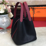 Hermes Original Togo Leather Picotin Lock PM/MM Bag Black/Burgundy