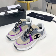 Chanel Suede & Mesh Sneakers G38299 Gray/Purple 2021 111732