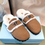 Prada Suede Shearling Slipper Cognac Brown 2021