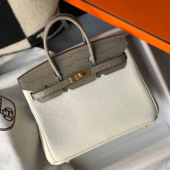 Hermes Touch Birkin Bag 25cm in Crocodile Embossed Leather and Togo Calfskin White/Gold 2021