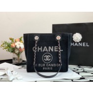 Chanel Deauville Mixed Fibers Small Shopping Bag A66941 Black 2022 07