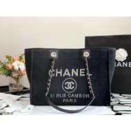 Chanel Deauville Mixed Fibers Medium Shopping Bag A67001 Black 2022 08