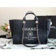 Chanel Deauville Mixed Fibers Large Shopping Bag A66941 Black 2022 09