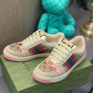 Gucci Screener Sneaker with Crystals Pink/Beige 2021 83