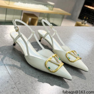 Valentino VLOGO SIGNATURE Calfskin Slingback Pump with 4cm Heel White 2022