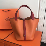 Hermes Togo Calfskin Leather Picotin Lock MM Bag Orange/Red