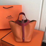 Hermes Togo Calfskin Leather Picotin Lock PM Bag Orange/Red