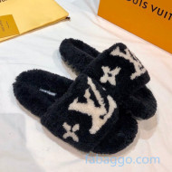 Louis Vuitton LV Homey Lambskin Wool Flat Mules Black 2020