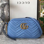 Gucci GG Marmont Matelassé Small Camera Shoulder Bag 447632 Blue