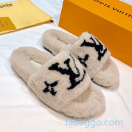 Louis Vuitton LV Homey Lambskin Wool Flat Mules Beige 2020