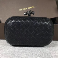 Bottega Veneta Small Lambskin Woven Knot Clutch Black