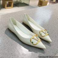 Valentino VLOGO SIGNATURE Calfskin Flat Ballerina White 2022