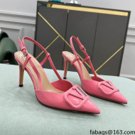 Valentino VLOGO SIGNATURE Patent Leather Slingback Pump with 8cm Heel Pink 2022