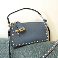 Valentino Small Rockstud Grainy Calfskin Crossbody Bag Blue 2021 5500