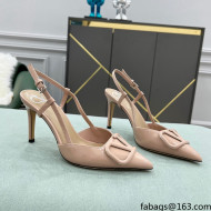 Valentino VLOGO SIGNATURE Patent Leather Slingback Pump with 8cm Heel Nude 2022