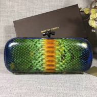 Bottega Veneta Large Snakeskin Woven Knot Clutch Blue/Orange/Gold