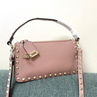 Valentino Small Rockstud Grainy Calfskin Crossbody Bag Light Pink 2021 5500