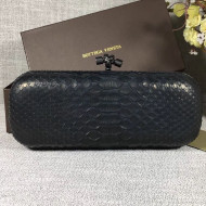 Bottega Veneta Large Snakeskin Woven Knot Clutch Black