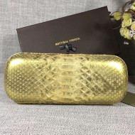 Bottega Veneta Large Snakeskin Woven Knot Clutch Gold Yellow