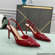 Valentino VLOGO SIGNATURE Calfskin Slingback Pump with 8cm Heel Deep Red 2022