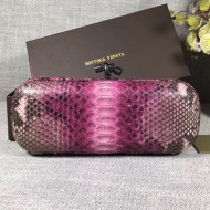 Bottega Veneta Large Snakeskin Woven Knot Clutch Pink/Grey