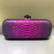 Bottega Veneta Large Snakeskin Woven Knot Clutch Fuchsia/Purple