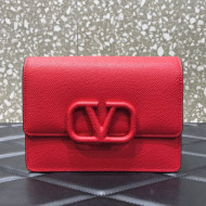 Valentino VSling Grained Calfskin Chain Wallet 069 Red 2021