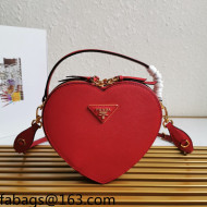 Prada Saffiano Leather Heart Shaped Mini Bag 1BH144 Red 2021