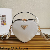 Prada Saffiano Leather Heart Shaped Mini Bag 1BH144 White 2021