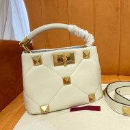 Valentino Roman Stud Lambskin Top Handle Mini bag 520 White 2021 0199 