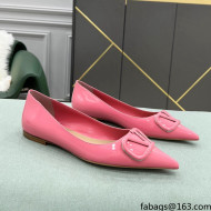 Valentino VLOGO SIGNATURE Patent Leather Flat Ballerina Pink 2022