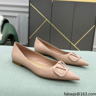 Valentino VLOGO SIGNATURE Patent Leather Flat Ballerina Nude 2022