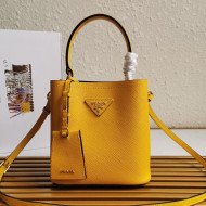 Prada Small Saffiano Leather Panier Bucket Bag 1BA217 Sun Yellow 2020